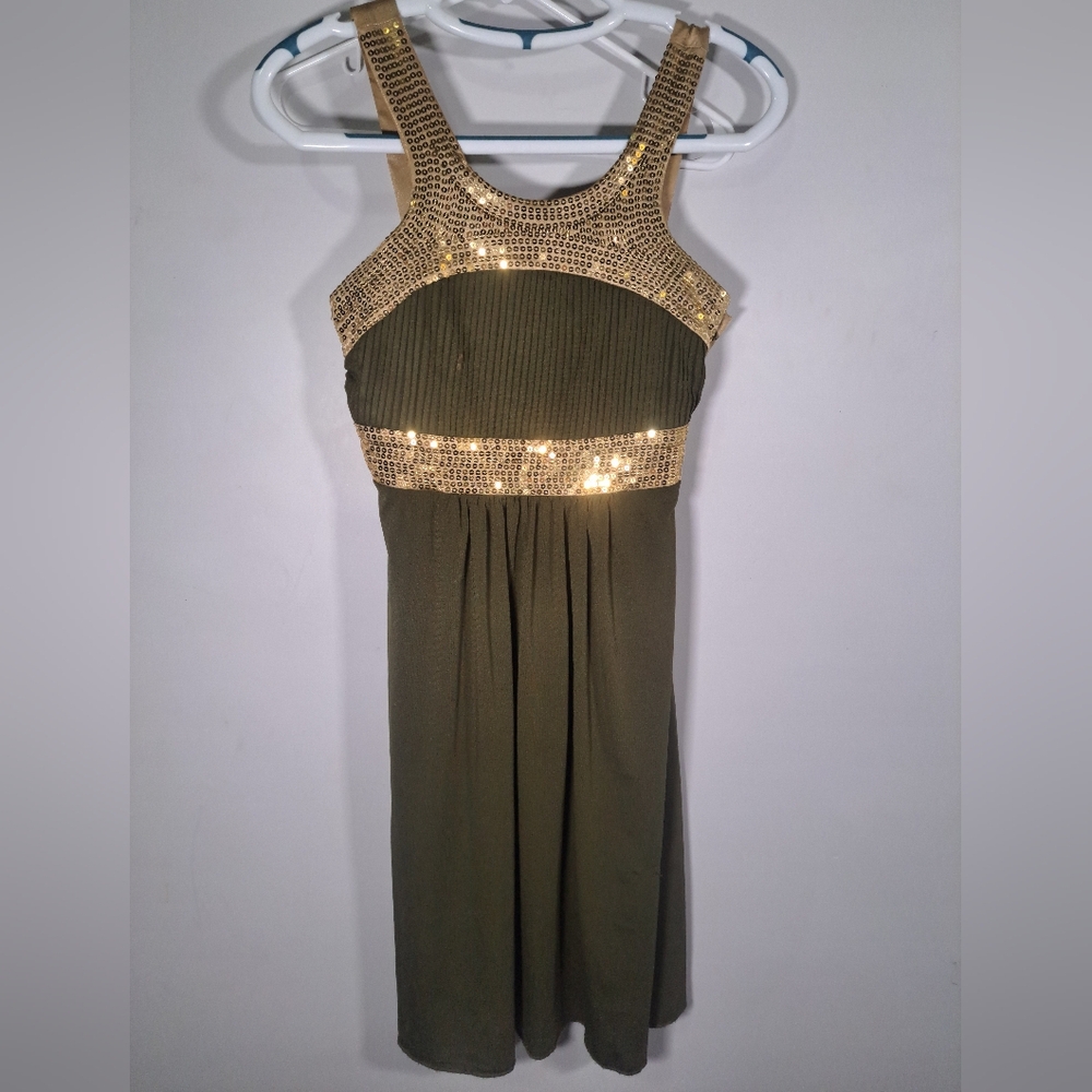 Elegant Gold and Green Women's Dress